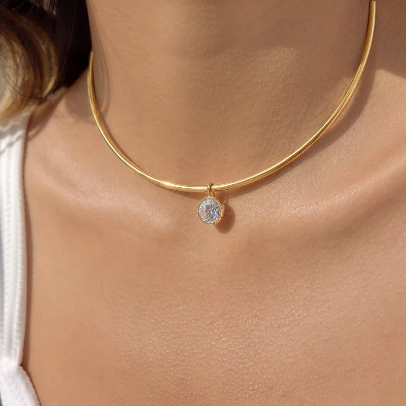 solitaire necklace cubic zirconia