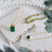 square gemstone necklace
