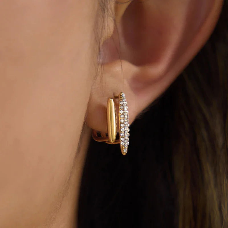 stainless steel diamond earrings