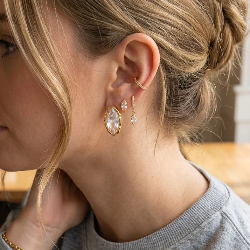 stainless steel diamond earrings