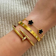 stainless steel four leaf clover bracelet