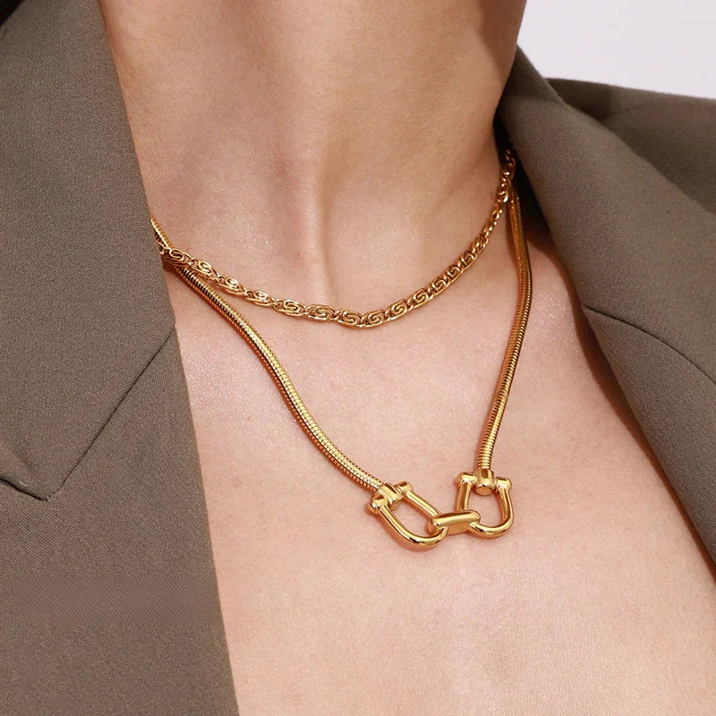 stainless steel gold necklace women's