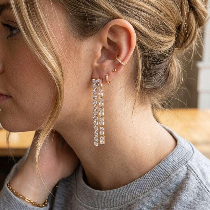 stainless steel long post earrings