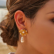steel earings pearl