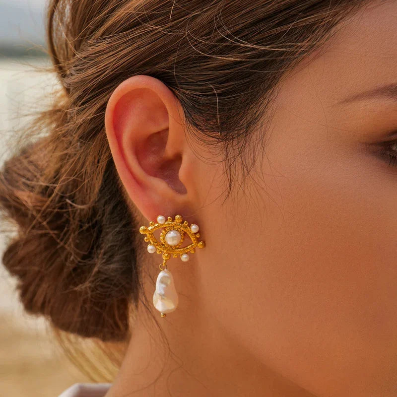 steel earings pearl