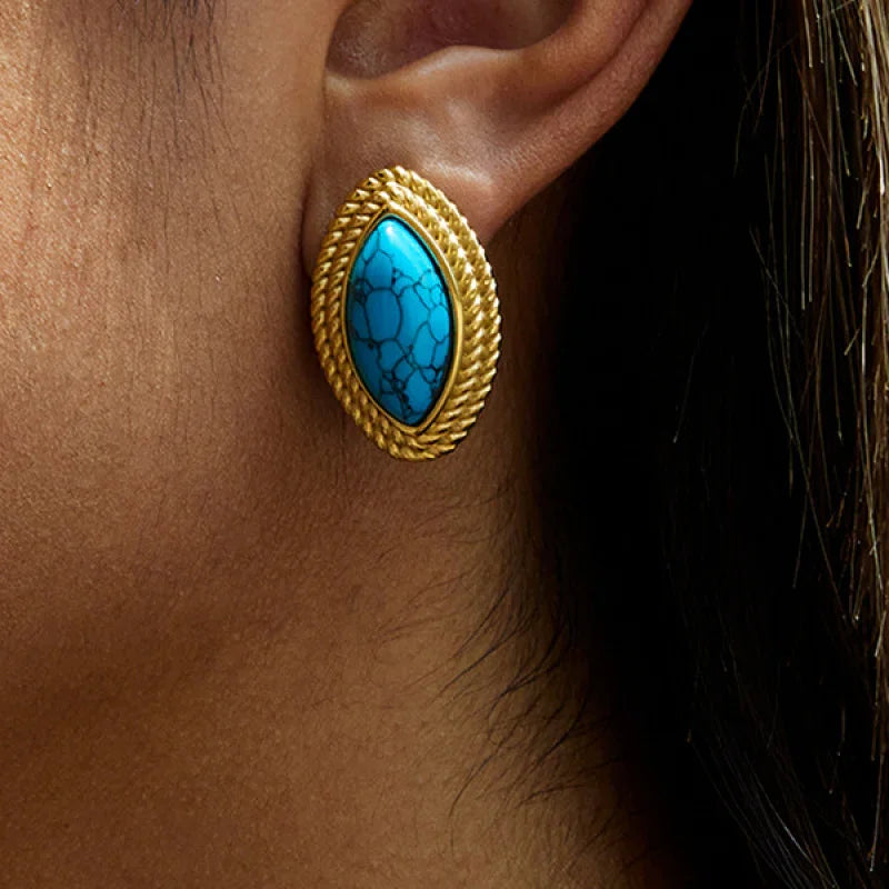 turquoise gold earring