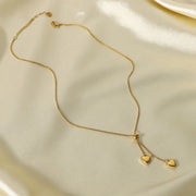 two heart necklace gold