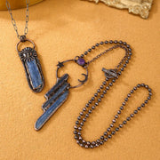 vintage blue crystal necklace