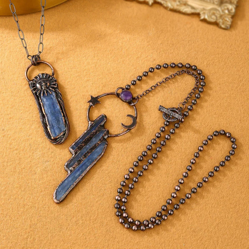 vintage blue crystal necklace