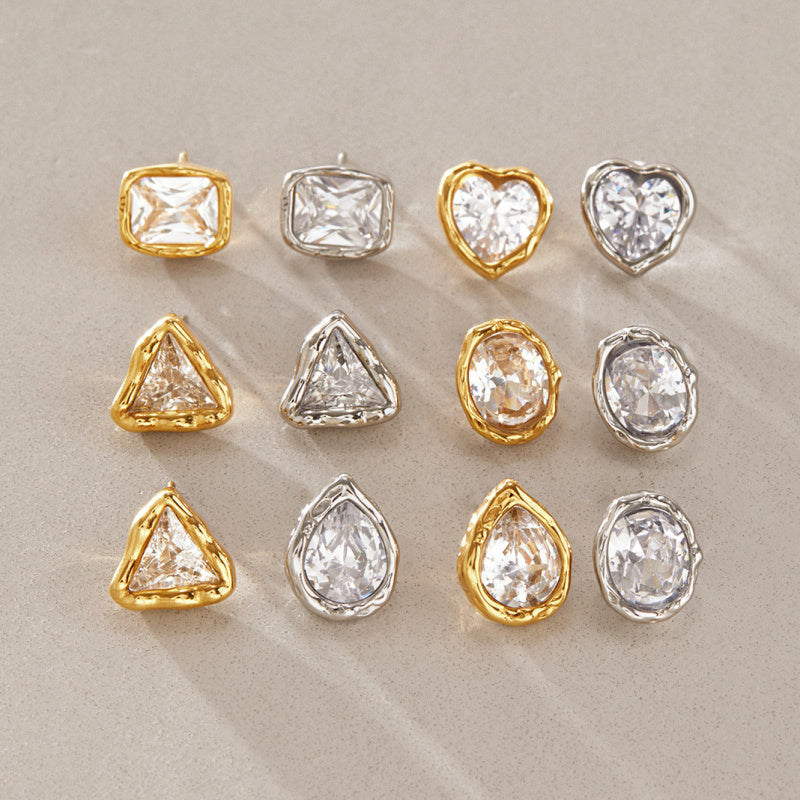 white gold and cubic zirconia earrings