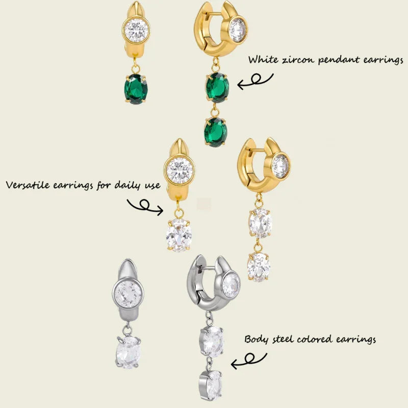 women drop earrings zircon