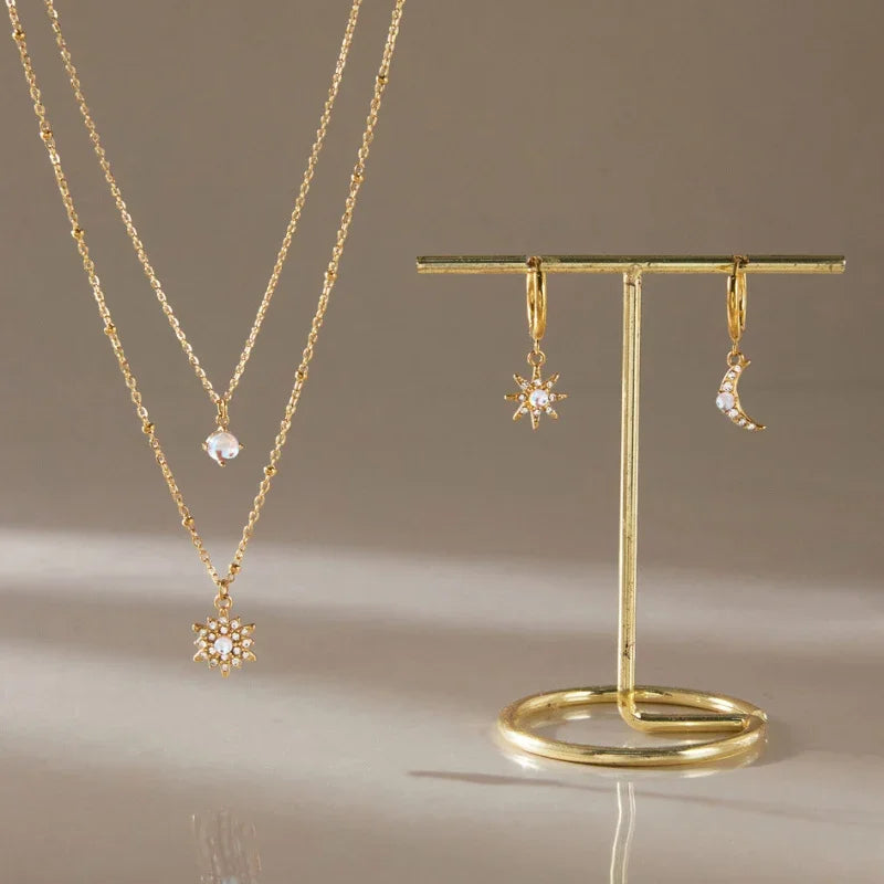 women's earrings and necklace set